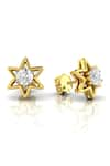 Divine Solitaires_Yellow Diamond Round Star Studs _Online_at_Aza_Fashions