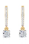 Buy_Divine Solitaires_Yellow Diamond Drop Hoop Earrings _at_Aza_Fashions