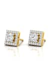 Buy_Divine Solitaires_Yellow Diamond Square Pattern Studs _at_Aza_Fashions