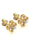 Shop_Divine Solitaires_Yellow Imitation Diamonds 18kt White Gold Ogee Shaped Stud Earrings_at_Aza_Fashions