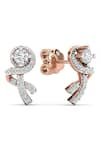 Divine Solitaires_Rose Gold Diamonds 18kt Solitaire Embellished Earrings _Online_at_Aza_Fashions