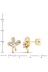 Buy_Divine Solitaires_Yellow Diamonds 18kt Gold Ribbon Shaped Studs _Online_at_Aza_Fashions