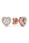 Divine Solitaires_Rose Gold Imitation Diamonds Heart Shaped Stud Earrings_Online_at_Aza_Fashions