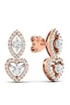 Divine Solitaires_Rose Gold Diamonds 18kt Tear Drop Shaped Earrings _Online_at_Aza_Fashions