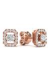 Divine Solitaires_Rose Gold Imitation Diamonds Hexagon Cutwork Stud Earrings_Online_at_Aza_Fashions