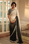 Midushi Bajoria_Black Chanderi Embellished Pearl Gradient Ombre Saree With 3d Threadwork Blouse _Online_at_Aza_Fashions