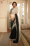 Shop_Midushi Bajoria_Black Chanderi Embellished Pearl Gradient Ombre Saree With 3d Threadwork Blouse _Online_at_Aza_Fashions