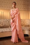 Buy_Midushi Bajoria_Pink Pure Silk Embellished Pearl Round Saree With Blouse _at_Aza_Fashions