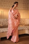 Shop_Midushi Bajoria_Pink Pure Silk Embellished Pearl Round Saree With Blouse _at_Aza_Fashions