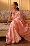 Midushi Bajoria_Pink Pure Silk Embellished Pearl Round Saree With Blouse _Online_at_Aza_Fashions