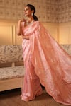 Shop_Midushi Bajoria_Pink Pure Silk Embellished Pearl Round Saree With Blouse _Online_at_Aza_Fashions