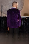 Shop_AMIT ARORA_Purple Cotton Velvet Solid Single Breasted Blazer _at_Aza_Fashions