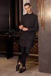 Buy_AMIT ARORA_Black Jacket Polyknit Hand Embroidered Bead Placement With Kurta Set _at_Aza_Fashions