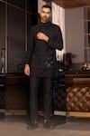 Buy_AMIT ARORA_Black Jacket And Pant Polyknit Hand Embroidered Cheetah Pattern With Kurta Set _Online_at_Aza_Fashions