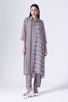 Buy_KLAD_Purple Crepe Shibori Collar Stripe Pattern Kurta And Pant Set _at_Aza_Fashions