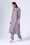 Shop_KLAD_Purple Crepe Shibori Collar Stripe Pattern Kurta And Pant Set _Online_at_Aza_Fashions