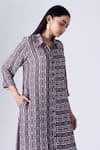 KLAD_Purple Crepe Shibori Collar Stripe Pattern Kurta And Pant Set _at_Aza_Fashions