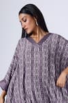 Buy_KLAD_Purple Crepe Shibori V Neck Pattern Kaftan And Pant Set _Online_at_Aza_Fashions