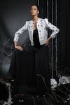 Buy_Manasi Sengupta_Black Organza Embroidered Thread Round Sequin Jacket With Pant Set _Online_at_Aza_Fashions