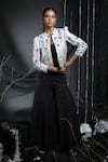 Shop_Manasi Sengupta_Black Organza Embroidered Thread Round Sequin Jacket With Pant Set _Online_at_Aza_Fashions