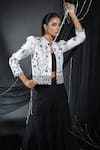 Buy_Manasi Sengupta_Black Organza Embroidered Thread Round Sequin Jacket With Pant Set 