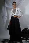 Buy_Manasi Sengupta_Black Organza Embroidered Thread Round Sequin Jacket With Draped Pant Set _at_Aza_Fashions