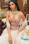 Ridhima Bhasin_Ivory Organza Embroidered Thread Square Sukoon Waist Lehenga Blouse Set _at_Aza_Fashions