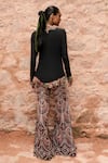 Shop_Ridhima Bhasin_Black Net Embroidered Paisley Round Ghazal Top With Flared Pant _at_Aza_Fashions