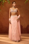 Buy_SAANJH BY LEA_Pink Satin Embellished Sequin Sweetheart Bead Mermaid Lehenga Set _at_Aza_Fashions