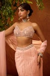 Shop_SAANJH BY LEA_Pink Satin Embellished Sequin Sweetheart Bead Mermaid Lehenga Set _Online_at_Aza_Fashions