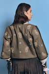 Buy_Shruti Sancheti_Green Matka Silk Lining Shantoon Embroidery Paisley Open Motif Bolero Jacket 