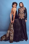 Buy_Shruti Sancheti_Black Velvet Crushed Halter Neck Bodice Tiered Maxi Dress _Online_at_Aza_Fashions