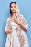 Shruti Sancheti_White Matka Silk Lining Shantoon Embroidery Paisley Bloom Front Long Jacket _at_Aza_Fashions