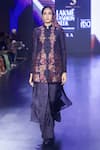 Buy_Shruti Sancheti_Black Moonga Silk Woven Band Collar Floral Jacket _at_Aza_Fashions