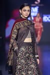 Shop_Shruti Sancheti_Black Organza Printed Paisley Collared Pleated Shirt Dress With Bustier _at_Aza_Fashions