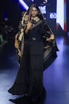 Shruti Sancheti_Black Silk And Organza Shirt Collared With Quilted Waistcoat _Online_at_Aza_Fashions