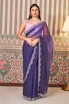 Buy_SAMMOHI BY MOKSHA AND HIRAL_Purple Blouse Dupion Silk Embroidered Beads Square Zari Thread Work Saree With _at_Aza_Fashions