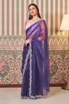 SAMMOHI BY MOKSHA AND HIRAL_Purple Blouse Dupion Silk Embroidered Beads Square Zari Thread Work Saree With _Online_at_Aza_Fashions