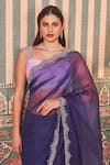 Buy_SAMMOHI BY MOKSHA AND HIRAL_Purple Blouse Dupion Silk Embroidered Beads Square Zari Thread Work Saree With _Online_at_Aza_Fashions