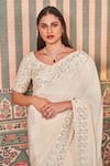 Buy_SAMMOHI BY MOKSHA AND HIRAL_White Blouse Dupion Silk Embroidered Mirror Round Saree With _Online_at_Aza_Fashions