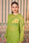 Shop_SAMMOHI BY MOKSHA AND HIRAL_Green Bustier Dupion Silk Embroidery Beads Tunic Floral Short And Pant Set _Online_at_Aza_Fashions