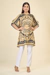 Buy_Samyukta Singhania_Gold French Moss Print Royal Round Short Kaftan 