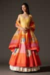 Buy_Rohit Bal_Multi Color Chanderi Silk Printed Floral Scoop Bird Anarkali Set _at_Aza_Fashions