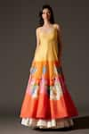 Rohit Bal_Multi Color Chanderi Silk Printed Floral Scoop Bird Anarkali Set _Online_at_Aza_Fashions