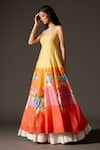 Shop_Rohit Bal_Multi Color Chanderi Silk Printed Floral Scoop Bird Anarkali Set _Online_at_Aza_Fashions