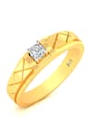 Buy_Divine Solitaires_Yellow Diamond Textured Solitaire Ring _at_Aza_Fashions