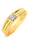 Buy_Divine Solitaires_Yellow Diamond Round Solitaire Textured Ring _at_Aza_Fashions