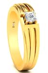 Divine Solitaires_Yellow Diamond Round Solitaire Textured Ring _Online_at_Aza_Fashions