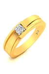 Buy_Divine Solitaires_Yellow Diamond Textured Round Solitaire Ring _at_Aza_Fashions