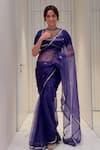 Buy_Kalakari by Akanksha_Purple Pure Silk Organza Embroidery Sequin Gulkhera And Aari Saree With Blouse _at_Aza_Fashions